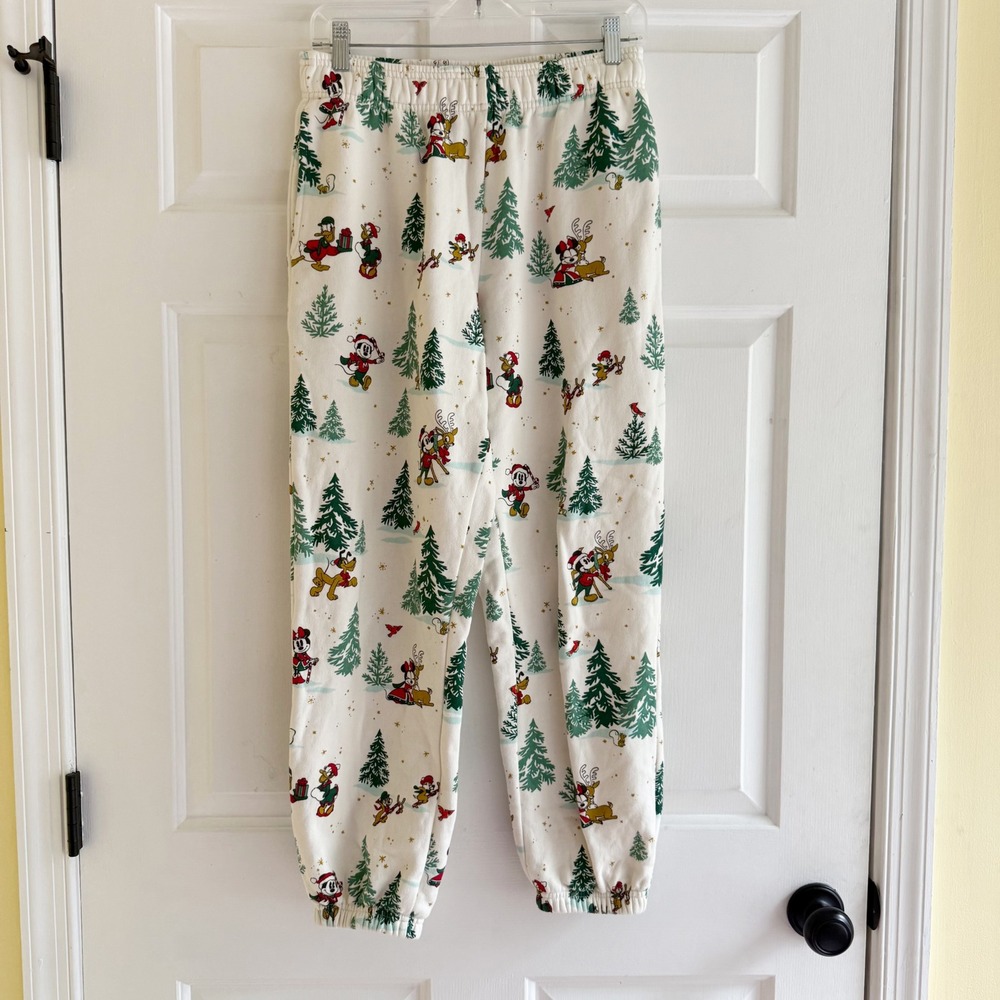 Disney Parks Y2K Mickey &‎ Friends Christmas Sweatpants Size Small Novelty Cozy